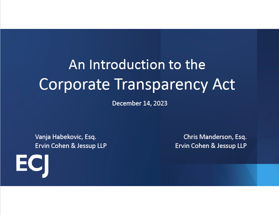 Chris Manderson & Vanja Habekovic | Corporate Transparency Act Recap ...